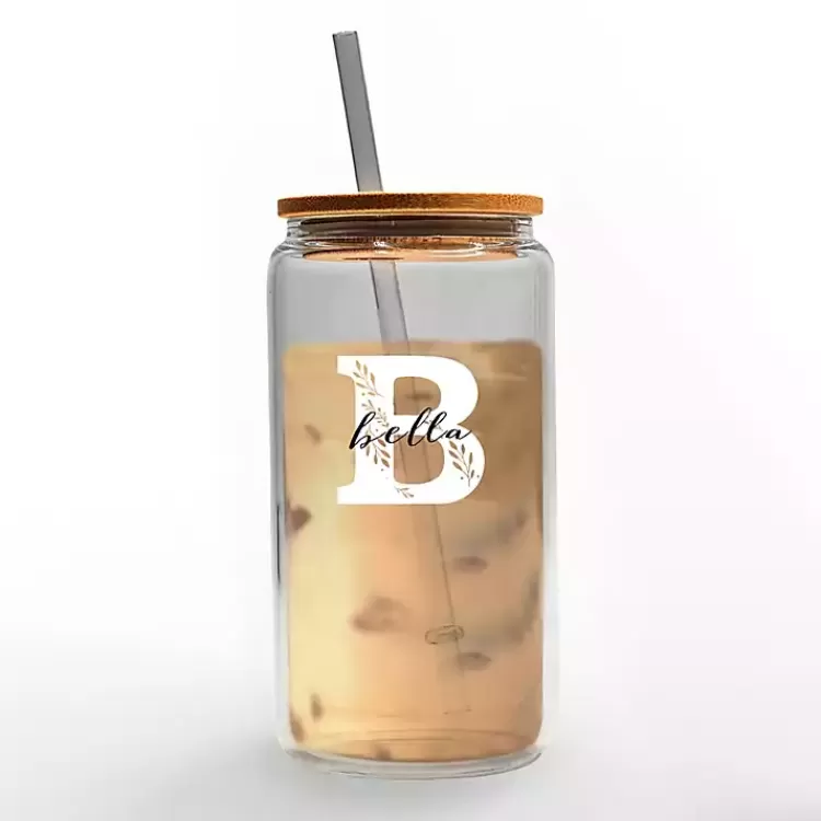 Personalized Monogram B Floral Glass Cup>Kirklands Home Sale