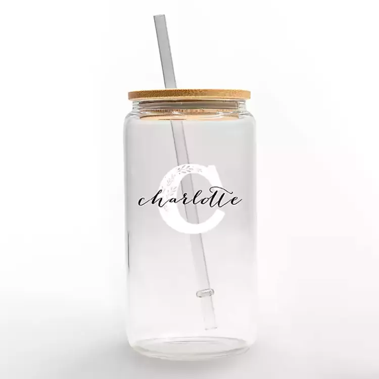 Personalized Monogram C Floral Glass Cup>Kirklands Home Outlet