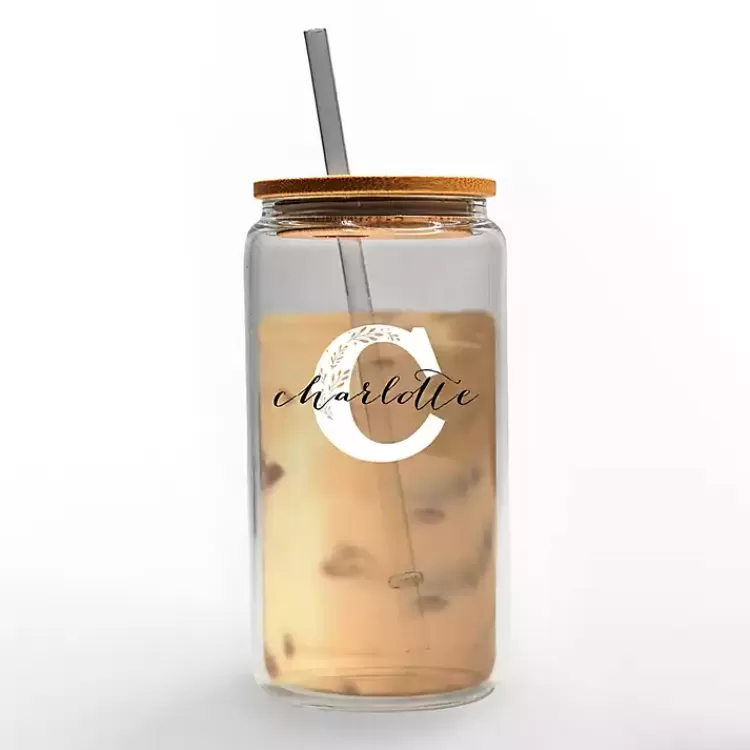Personalized Monogram C Floral Glass Cup>Kirklands Home Outlet