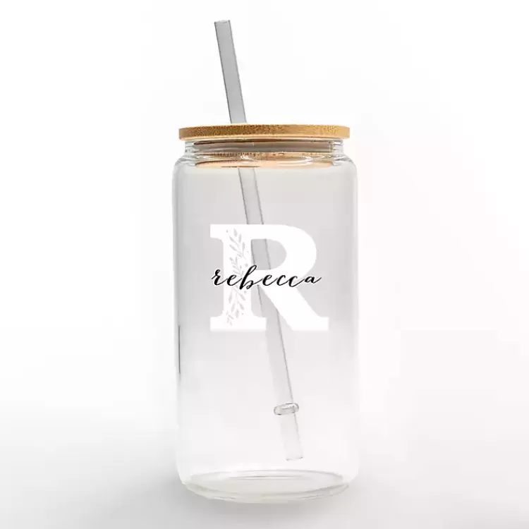 Personalized Monogram R Floral Glass Cup>Kirklands Home New
