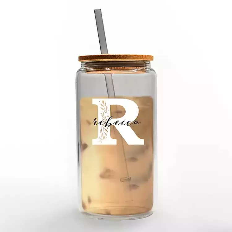 Personalized Monogram R Floral Glass Cup>Kirklands Home New