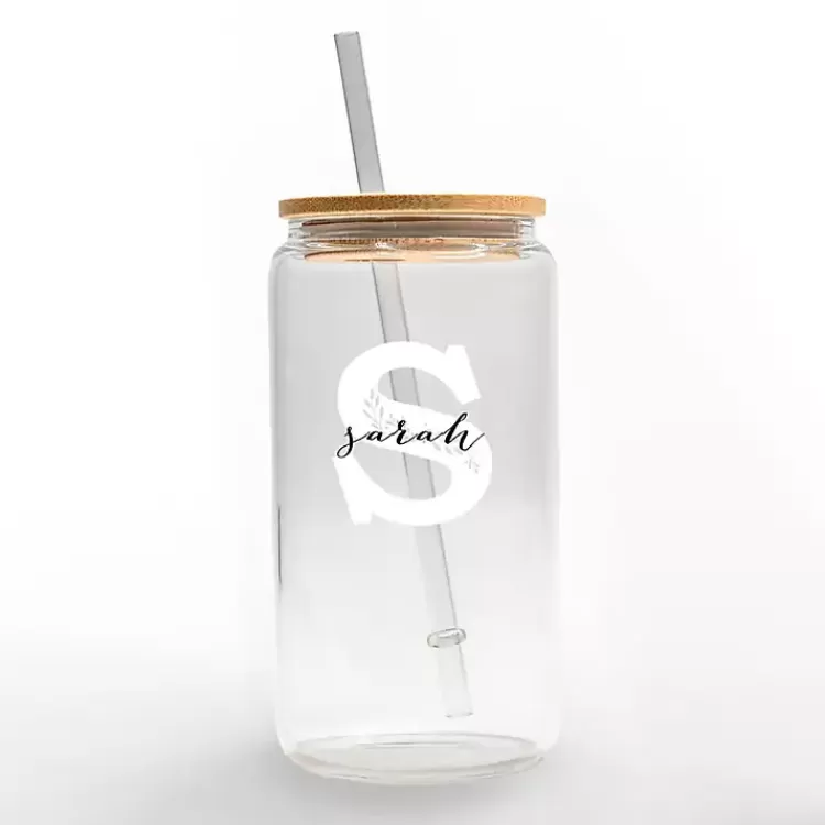 Personalized Monogram S Floral Glass Cup>Kirklands Home Online