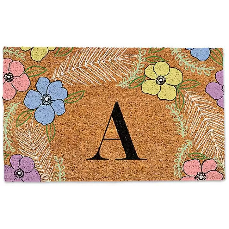 Personalized Monogram Spring Flowers Coir Doormat>Kirklands Home Clearance
