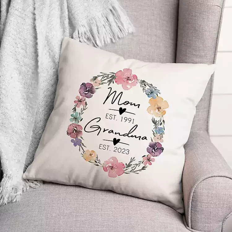 Personalized Mother's Day Dates Outdoor Pillow>Kirklands Home New