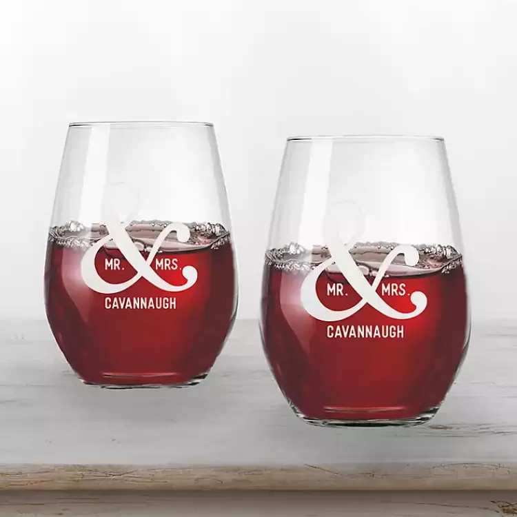 Personalized Mr. & Mrs. Wine Glasses, Set of 2>Kirklands Home Flash Sale
