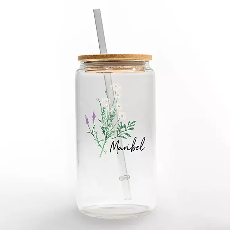 Personalized Wildflower Floral Glass Cup>Kirklands Home Online