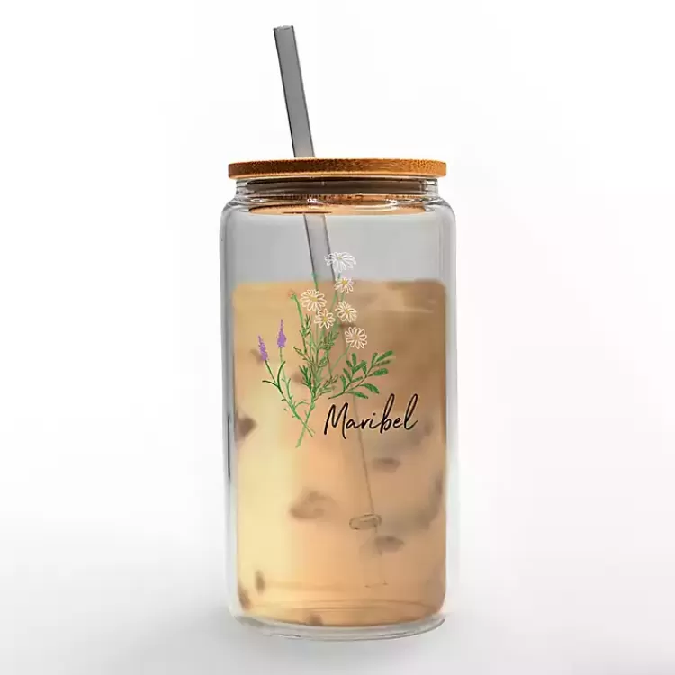Personalized Wildflower Floral Glass Cup>Kirklands Home Online