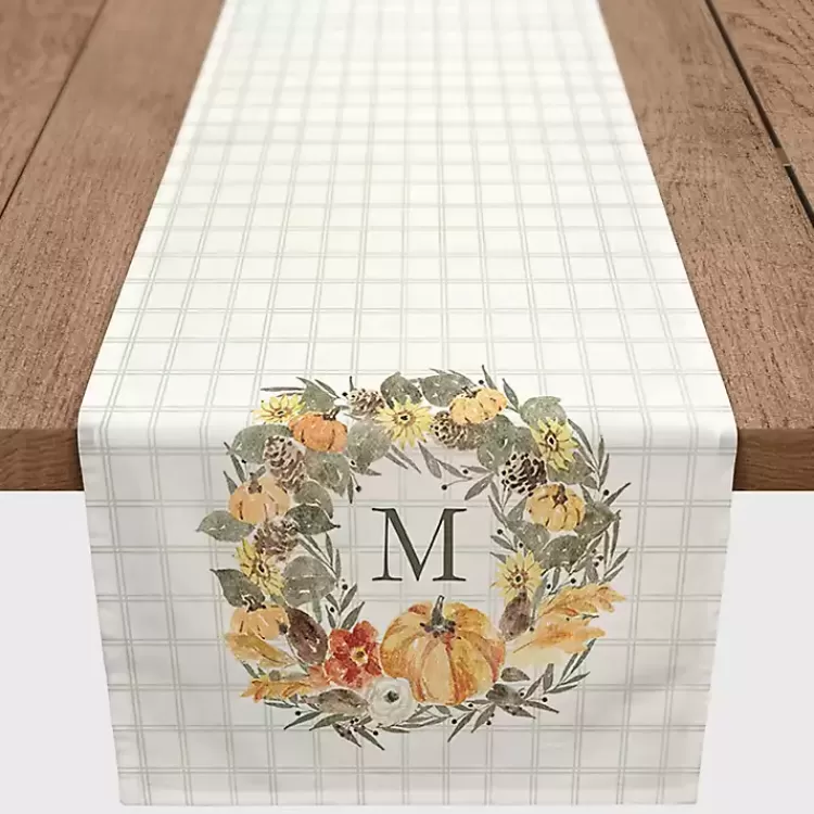 Personalized Wreath Monogram Table Runner, 72 in.>Kirklands Home Shop
