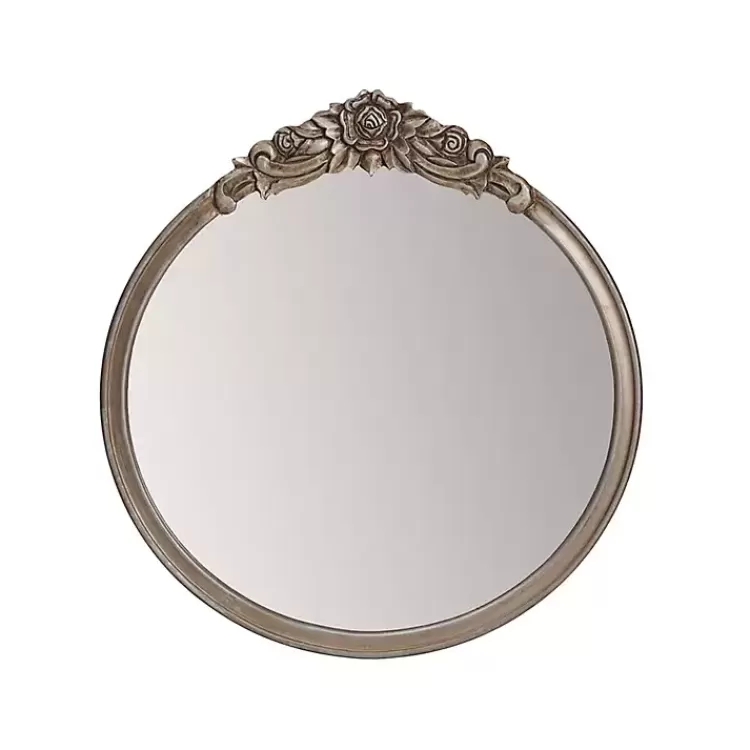 Pewter Wood Carved Rosettes Wall Mirror>Kirklands Home Sale