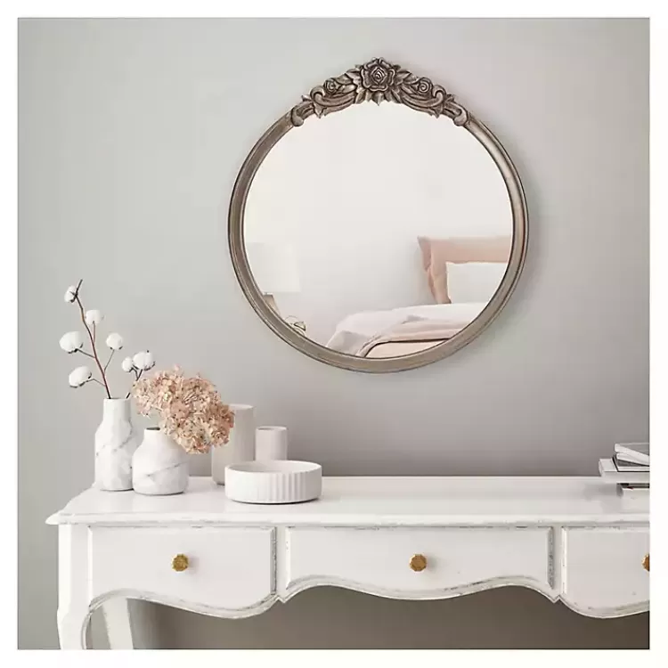 Pewter Wood Carved Rosettes Wall Mirror>Kirklands Home Sale