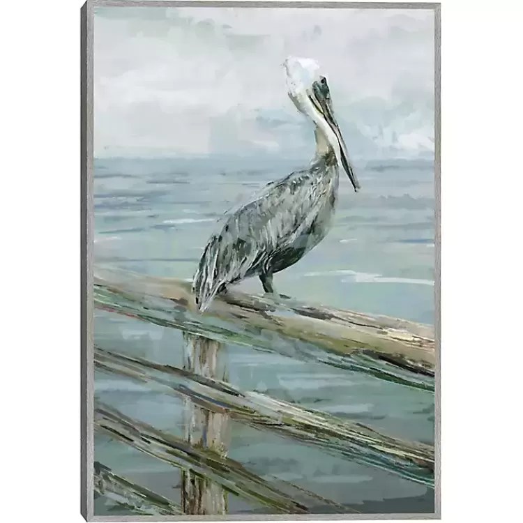 Pierside Pelican Framed Canvas Art Print>Kirklands Home Clearance
