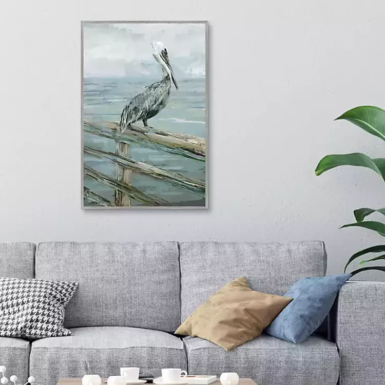 Pierside Pelican Framed Canvas Art Print>Kirklands Home Clearance