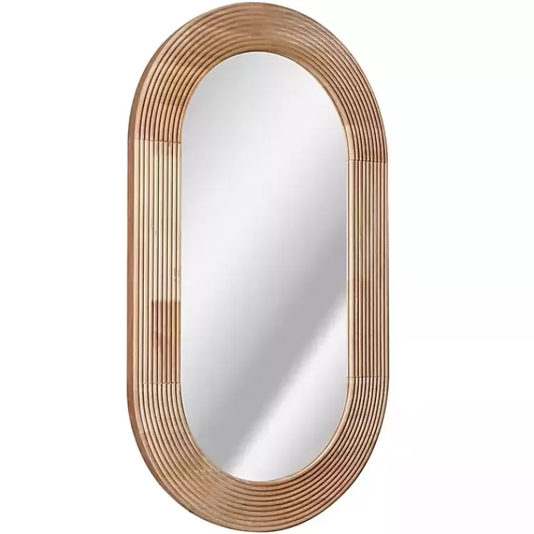 Pill Capsule Oval Shaped Wood Wall Mirror>Kirklands Home Fashion