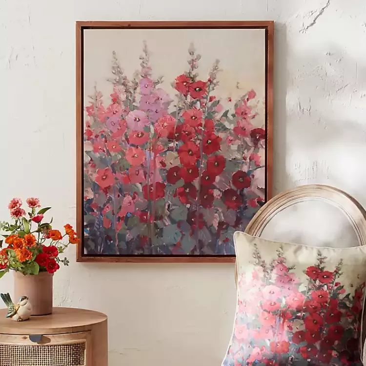 Pink & Red Hollyhock Framed Canvas Art Print>Kirklands Home Online