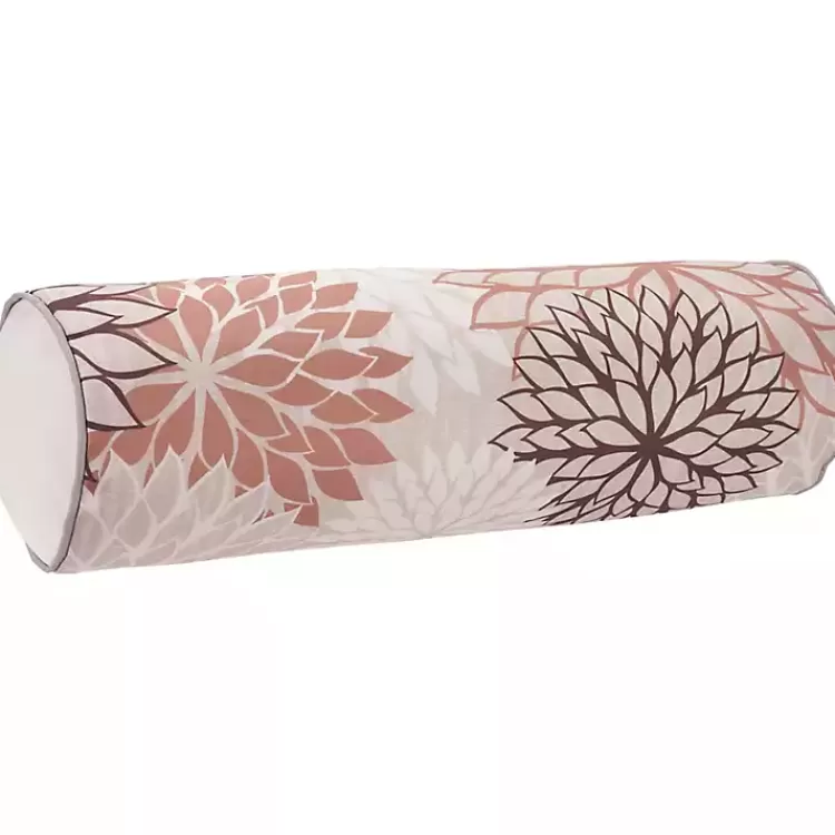 and Beige Floral Outdoor Bolster Pillow>Kirklands Home Best Sale