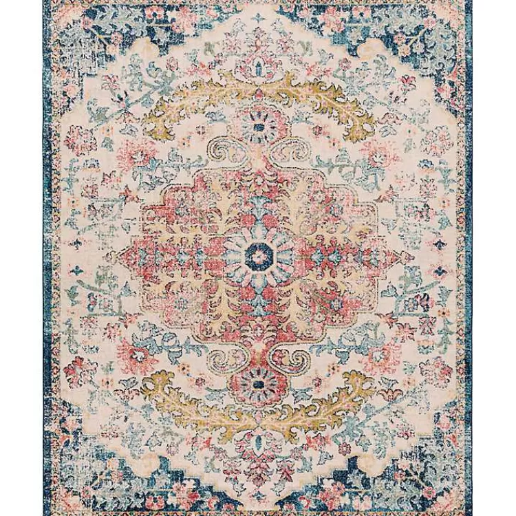 Pink and Blue Traditional Medallion Area Rug, 8x12>Kirklands Home Hot