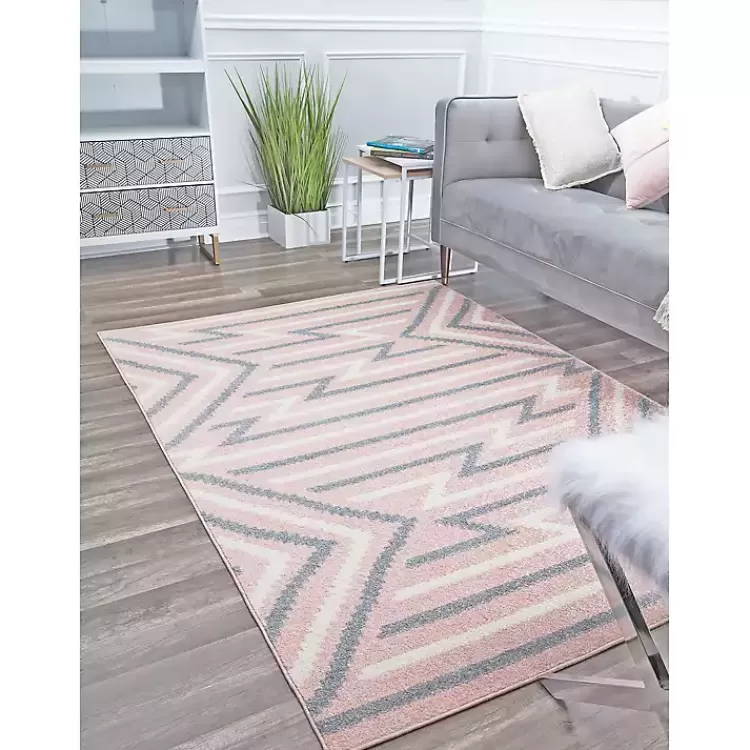 Pink and Gray Zigzag Area Rug, 8x10>Kirklands Home Cheap