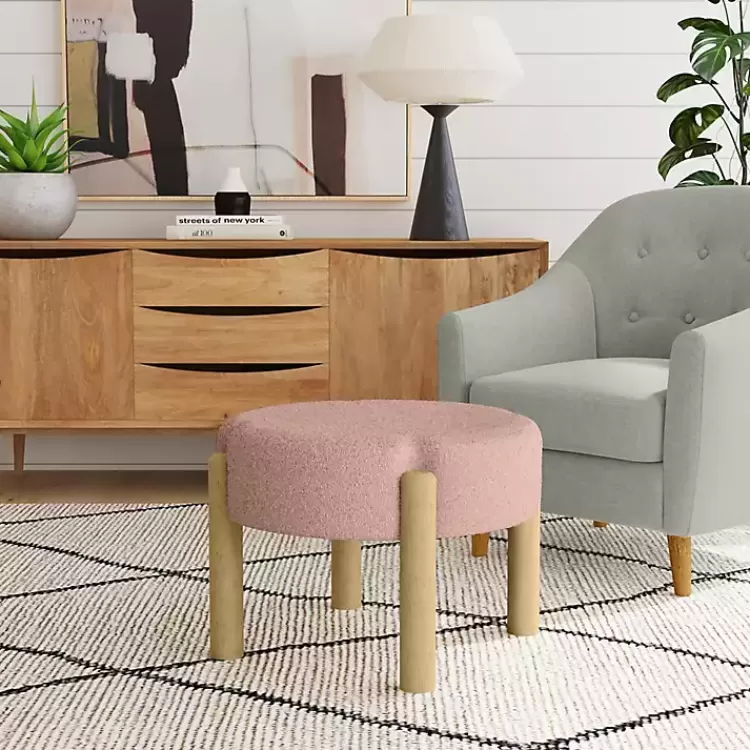 pink_boucle_natural_wood_ottoman_3.webp Boucle Natural Wood Ottoman>Kirklands Home Store