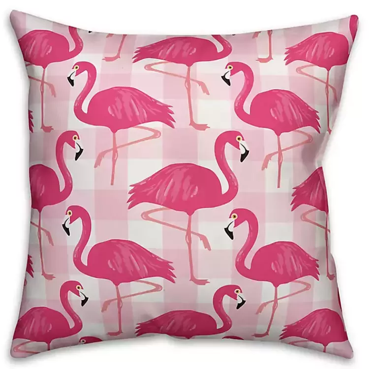 Pink Buffalo Check Flamingo Outdoor Pillow>Kirklands Home New