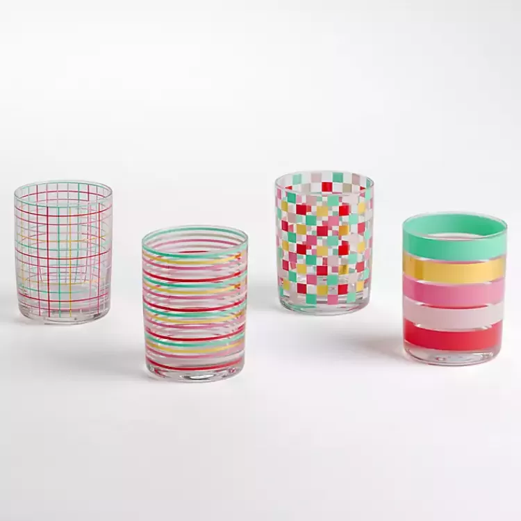 Pink Checkered Drinking Glasses, Set of 4>Kirklands Home Best Sale