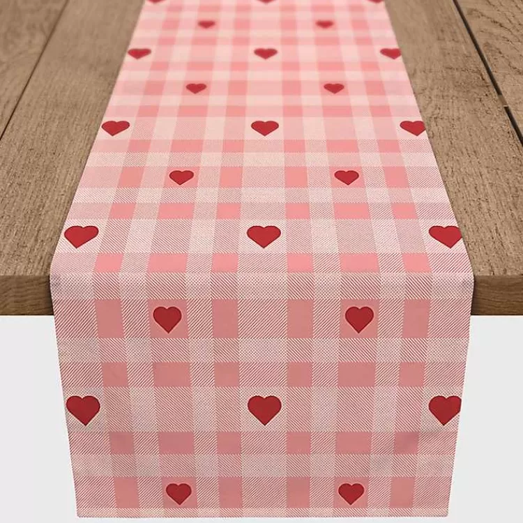 Pink Plaid Hearts Table Runner, 72 in.>Kirklands Home Sale