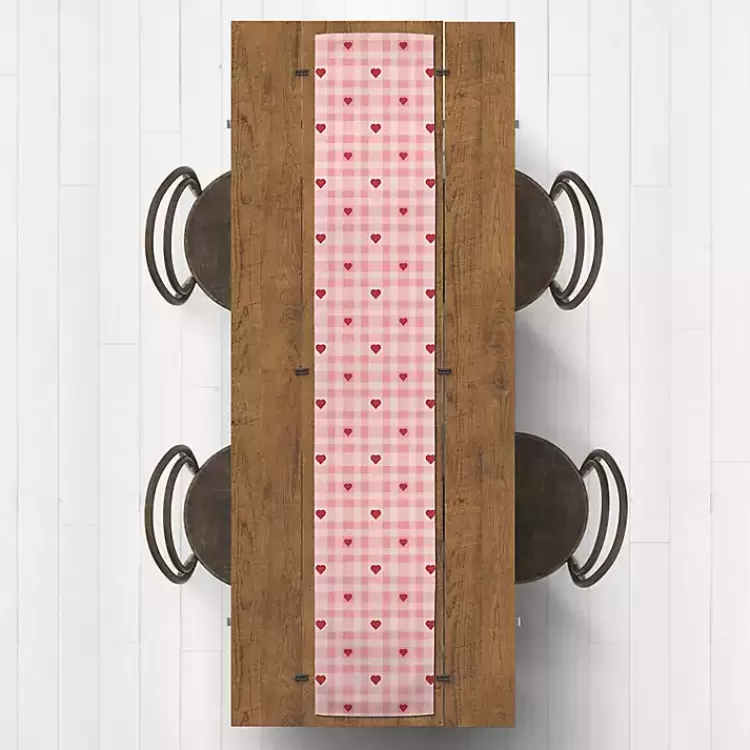 Pink Plaid Hearts Table Runner, 90 in.>Kirklands Home Cheap