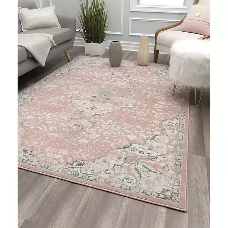 Pink Rose Medallion Area Rug, 5x7>Kirklands Home Flash Sale