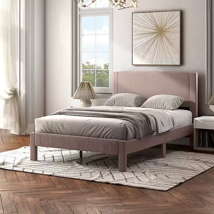 pink_upholstered_dalia_queen_platform_bed_3.webp Upholstered Dalia Queen Platform Bed>Kirklands Home Fashion