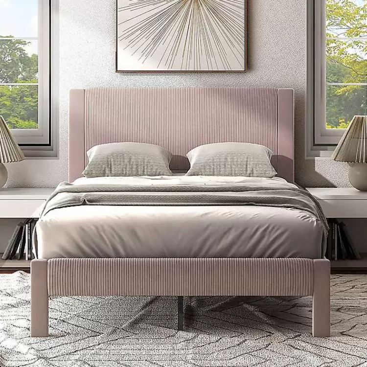pink_upholstered_dalia_queen_platform_bed_4.webp Upholstered Dalia Queen Platform Bed>Kirklands Home Fashion