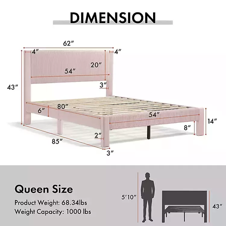 pink_upholstered_dalia_queen_platform_bed_7.webp Upholstered Dalia Queen Platform Bed>Kirklands Home Fashion