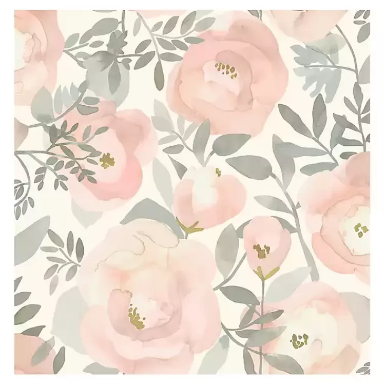 Watercolor Roses Peel & Stick Wallpaper>Kirklands Home Online