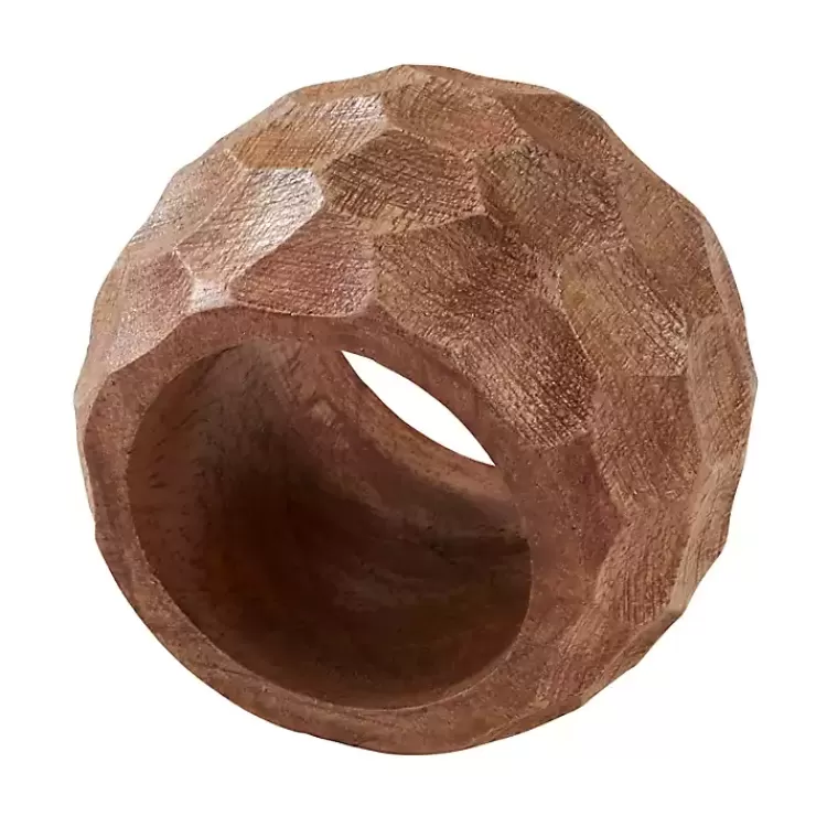 Pitted Chunky Mango Wood 4-pc. Napkin Ring Set>Kirklands Home Outlet