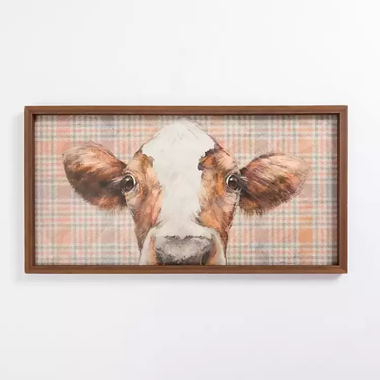 Plaid Cow Close-Up Framed Art Print>Kirklands Home Flash Sale