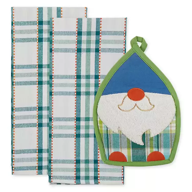 Plaid Garden Gnome 3-pc. Towel and Pot Holder Set>Kirklands Home Hot