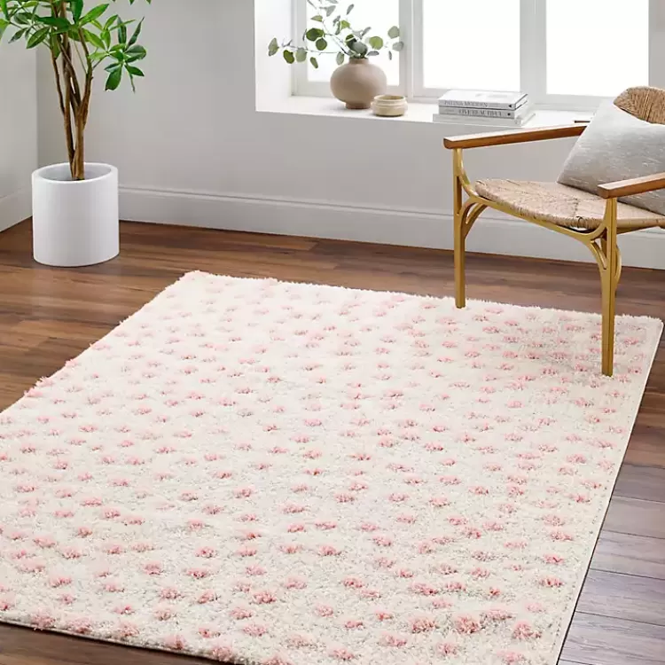 Plush Pink Dotted Area Rug, 5x7>Kirklands Home Clearance