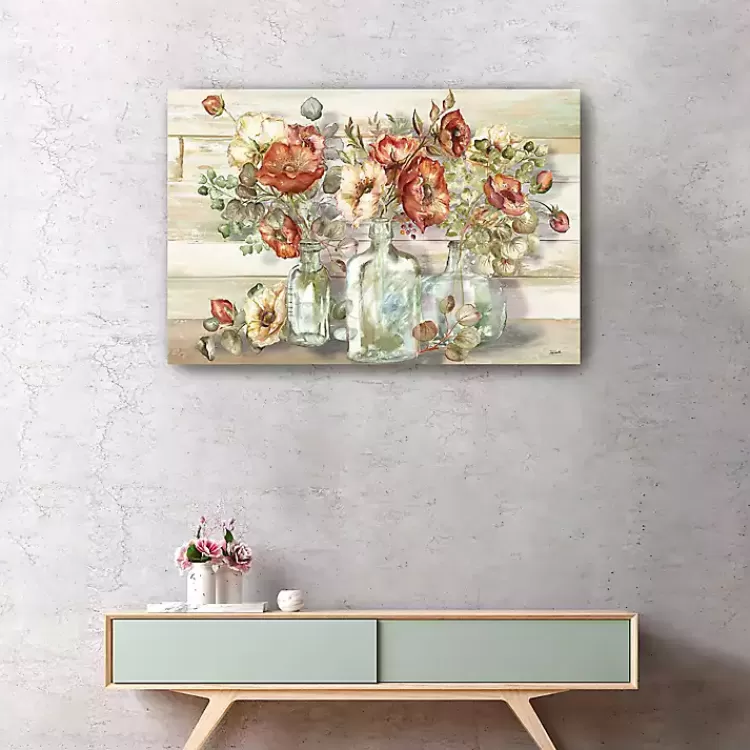 Poppies and Eucalyptus Canvas Wall Art>Kirklands Home Hot