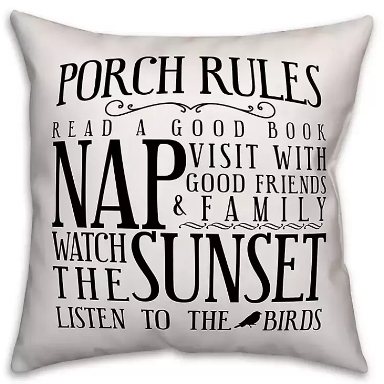 Porch Rules Outdoor Pillow>Kirklands Home Outlet