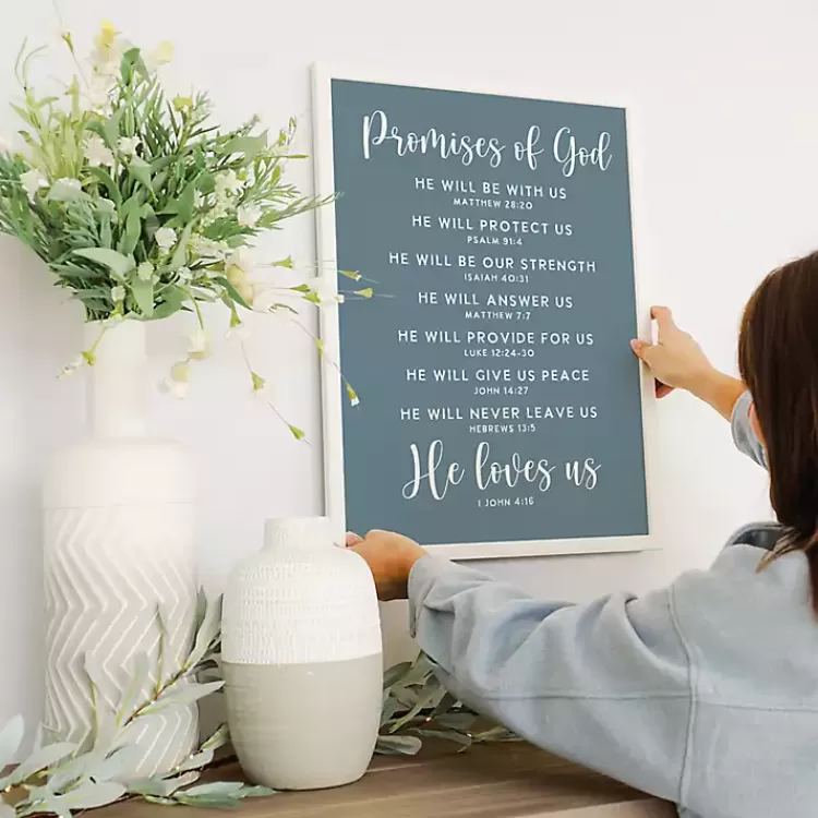 Promises of God Blue Wood Wall Plaque>Kirklands Home Best