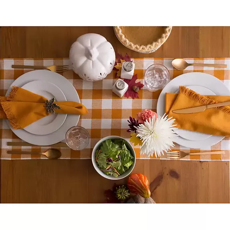 Pumpkin Spice Checkered Table Runner>Kirklands Home Store