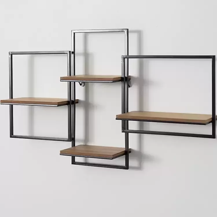 Quadrate Multi-Level Black Metal Wall Shelf>Kirklands Home Outlet