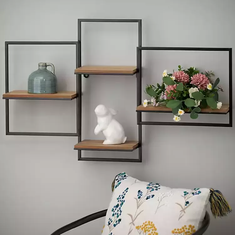 quadrate_multilevel_black_metal_wall_shelf_2.webp Quadrate Multi-Level Black Metal Wall Shelf>Kirklands Home Outlet