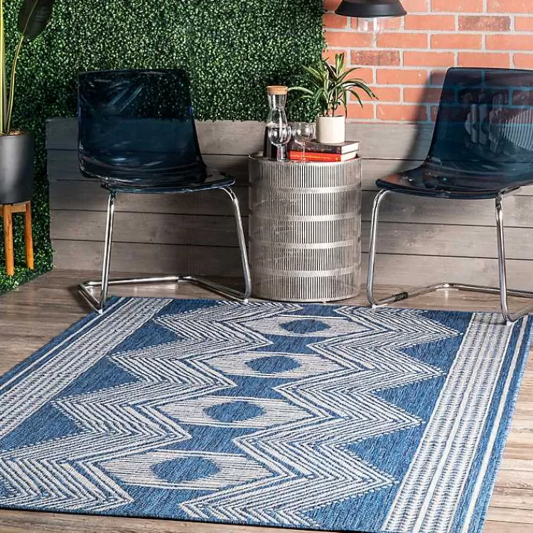 Raina Blue Tribal Zig Zag Outdoor Rug, 8x10>Kirklands Home Hot