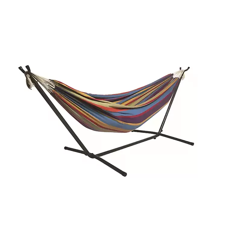 Rainbow Double Hammock with Stand and Carry Bag>Kirklands Home Clearance