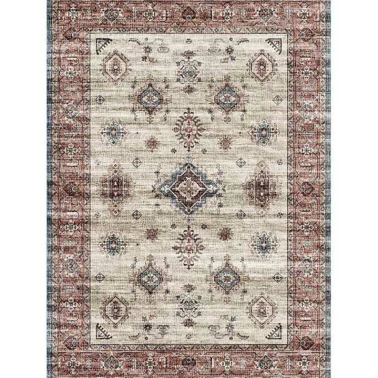 Raquel Red and Ivory Washable Area Rug, 7x9>Kirklands Home Cheap