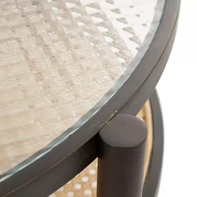 Rattan and Glass 2-Tier Coffee Table>Kirklands Home Online