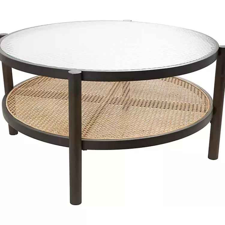 rattan_and_glass_tier_coffee_table_4.webp Rattan and Glass 2-Tier Coffee Table>Kirklands Home Online