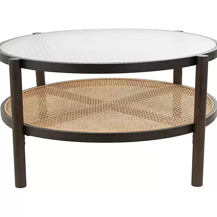 rattan_and_glass_tier_coffee_table_5.webp Rattan and Glass 2-Tier Coffee Table>Kirklands Home Online