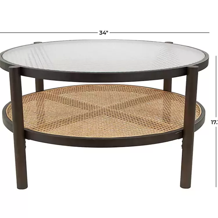 rattan_and_glass_tier_coffee_table_6.webp Rattan and Glass 2-Tier Coffee Table>Kirklands Home Online