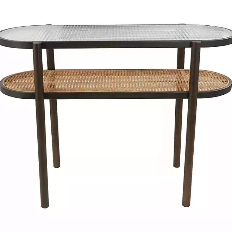 rattan_and_glass_tier_console_table_4.webp Rattan and Glass 2-Tier Console Table>Kirklands Home Outlet