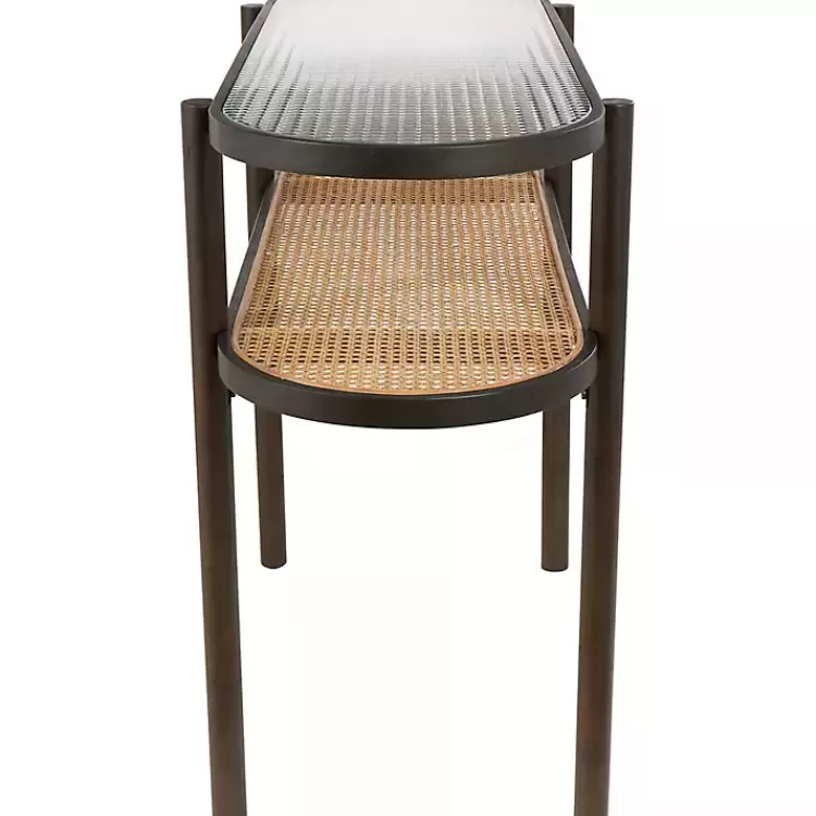 rattan_and_glass_tier_console_table_5.webp Rattan and Glass 2-Tier Console Table>Kirklands Home Outlet